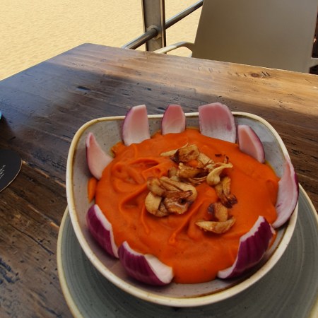 Gofio escaldado y cebolla roja at Restaurante Madre Del Amor Hermoso © 2023 Live it up, Las Palmas!. All Rights Reserved.